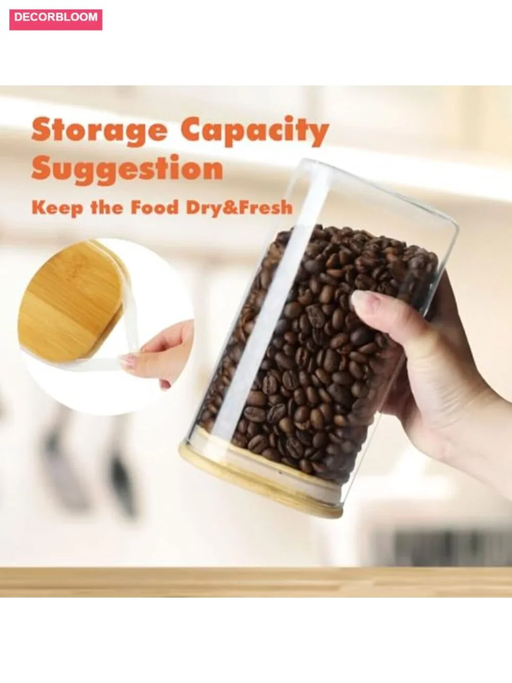Glass Storage Containers with Airtight Bamboo Lids Set of 5